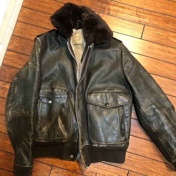 Vintage flight bomber leather jacket distressed - Picture 3 of 8